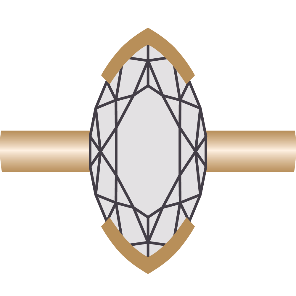 Jewellery with V-Shaped Settings