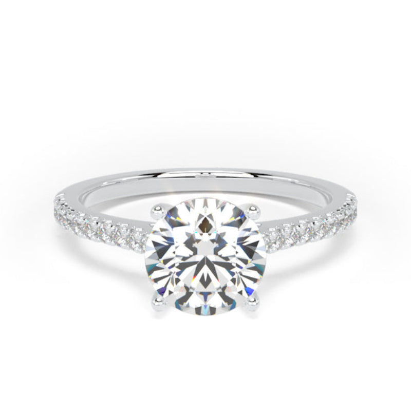 Round Diamond Engagement Ring, Shoulder Set Fishtail | RSF01