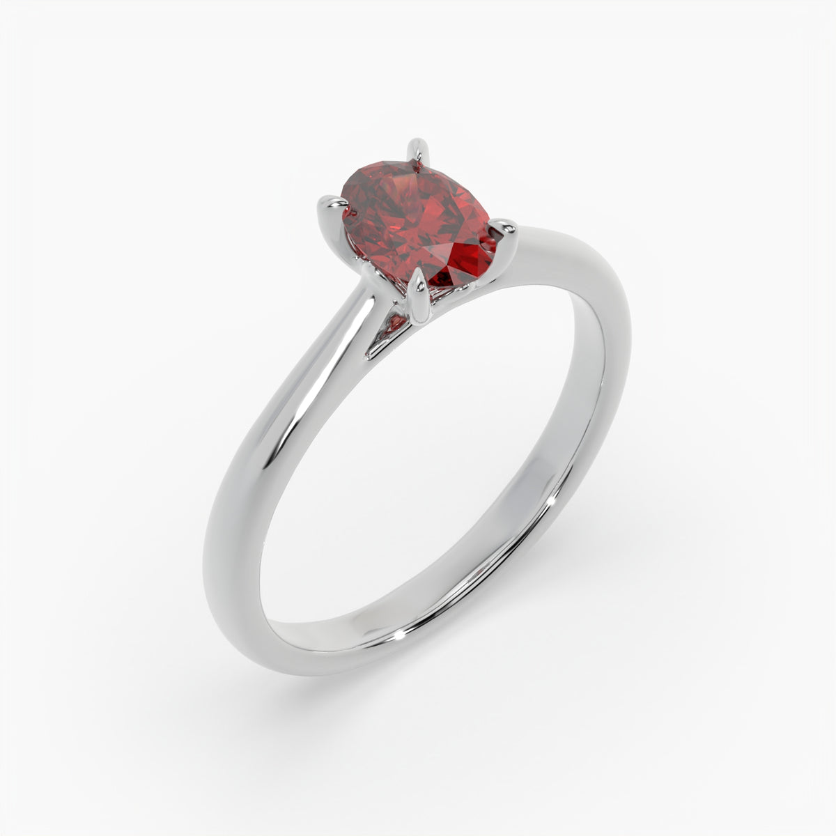 Oval Ruby Platinum Engagement Ring, Lotus Cathedral Solitaire | RX10001RU