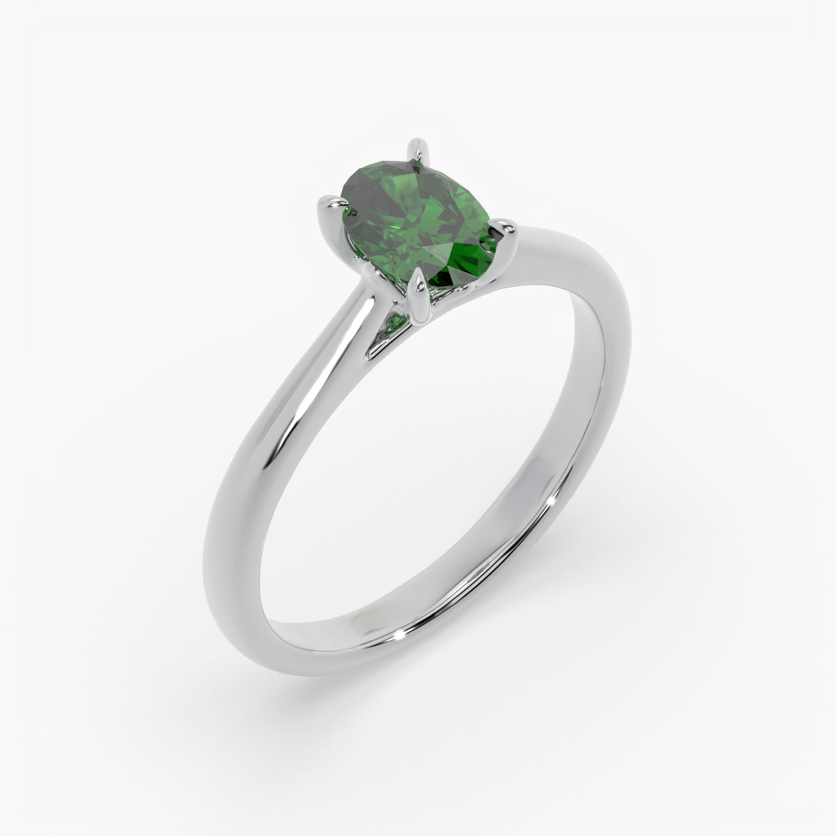 Oval Emerald Platinum Engagement Ring, Lotus Cathedral Solitaire | RX10001EM
