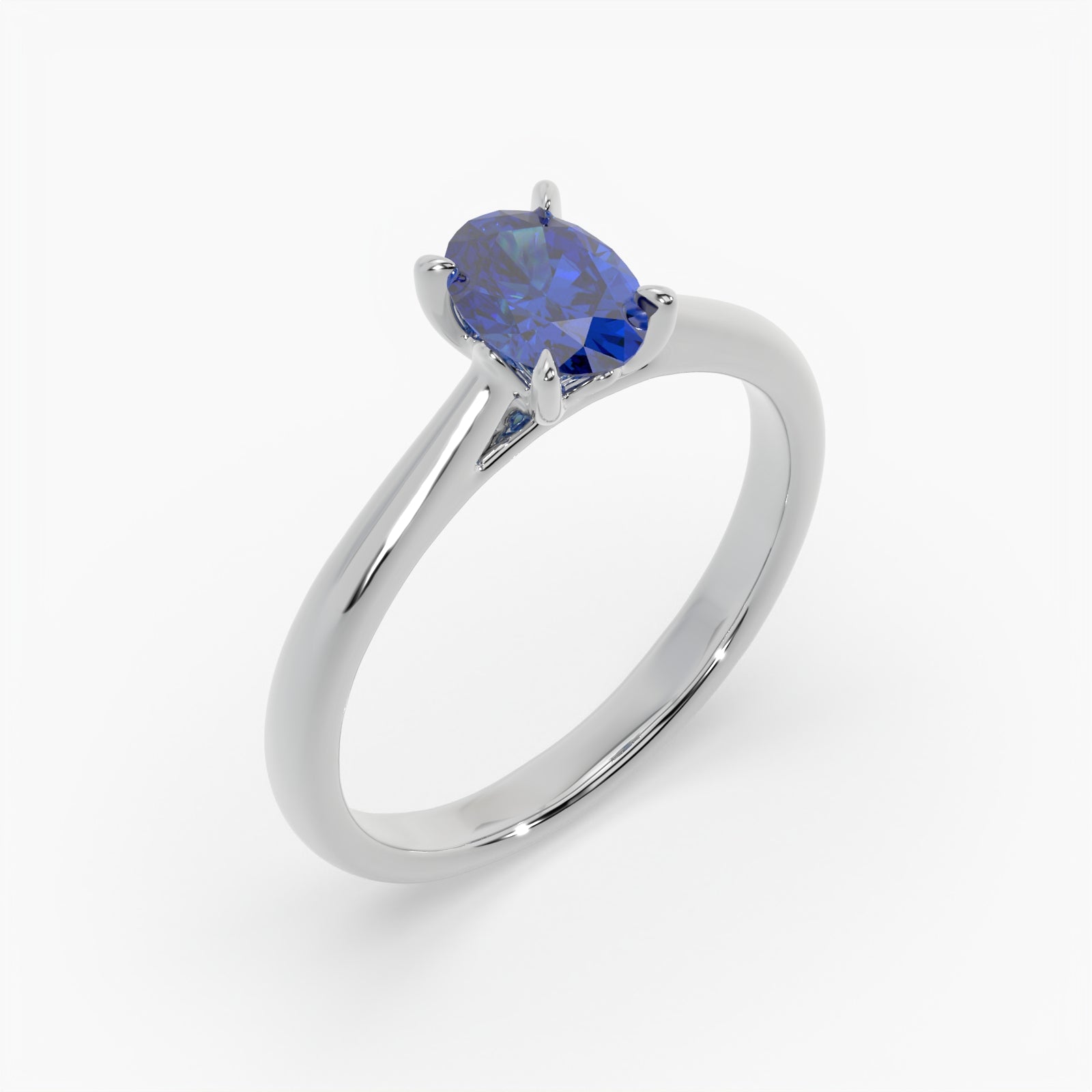 Oval Blue Sapphire Platinum Engagement Ring, Lotus Cathedral Solitaire | RX10001SA
