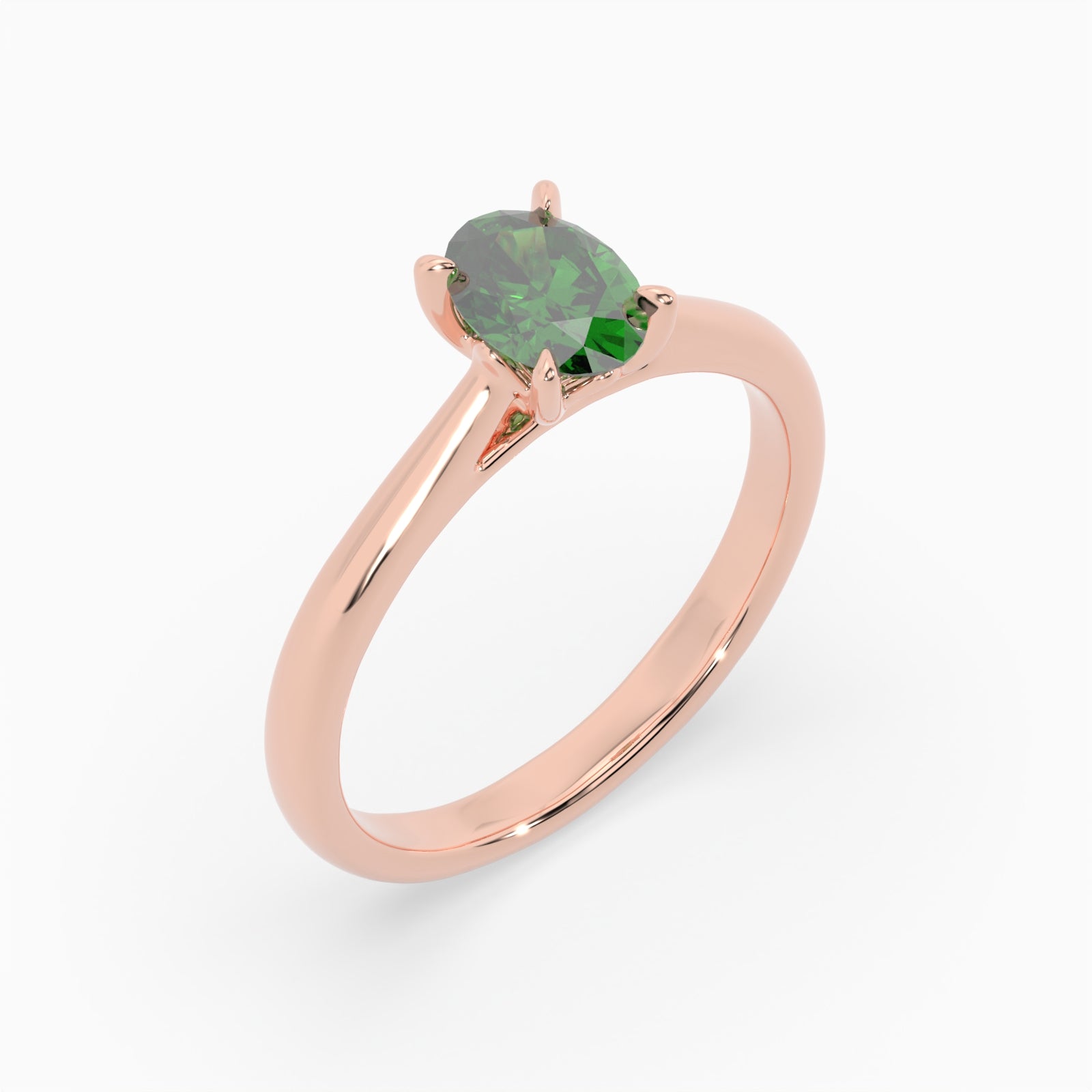Oval Emerald Rose Gold Engagement Ring, Lotus Cathedral Solitaire | RX10001EM