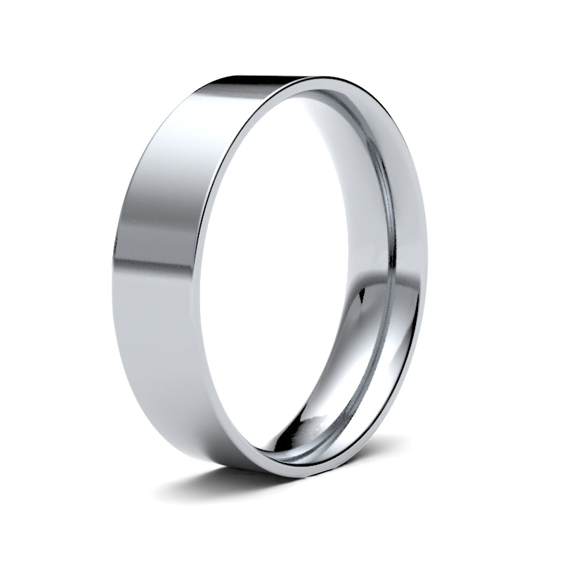Gents Flat Court White Gold Band