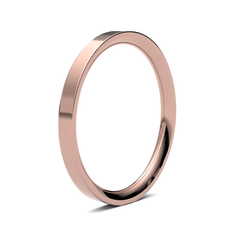 Ladies Flat Court Rose Gold Band