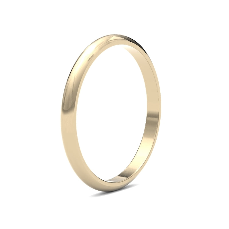 Ladies D-Shape Yellow Gold Band