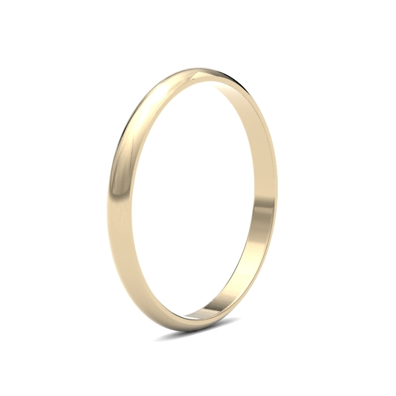 Ladies D-Shape Yellow Gold Band