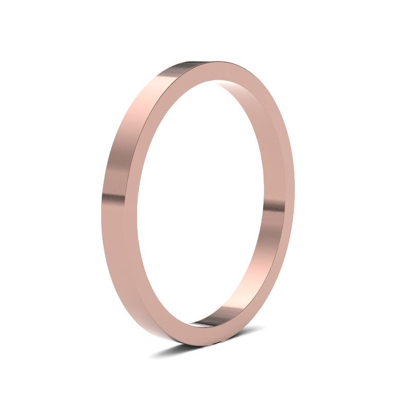 Ladies Flat Rose Gold Band