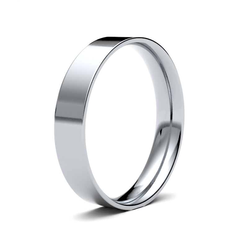 Gents Flat Court White Gold Band
