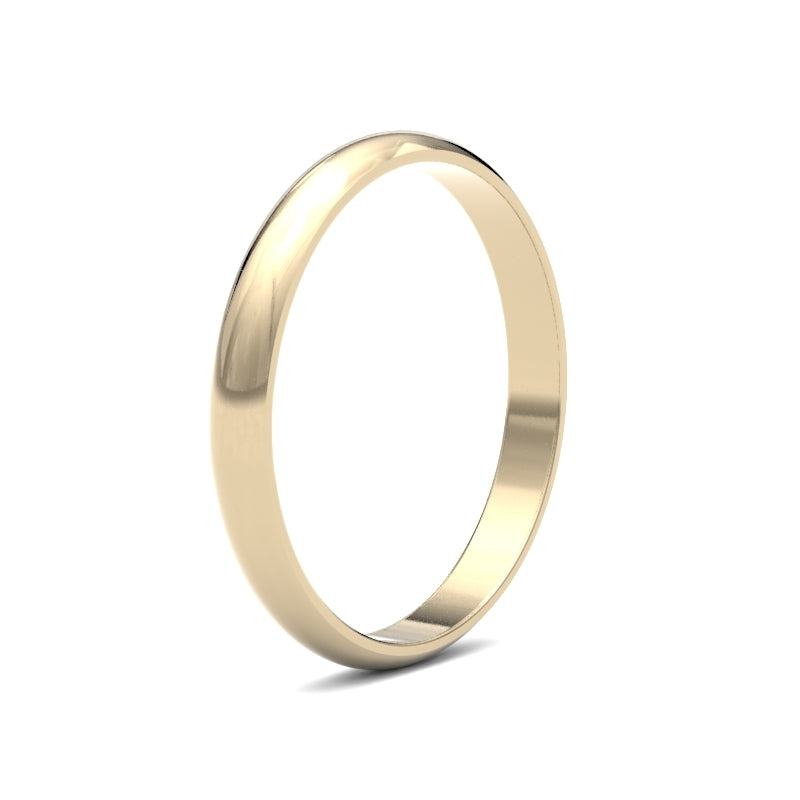 Ladies D-Shape Yellow Gold Band