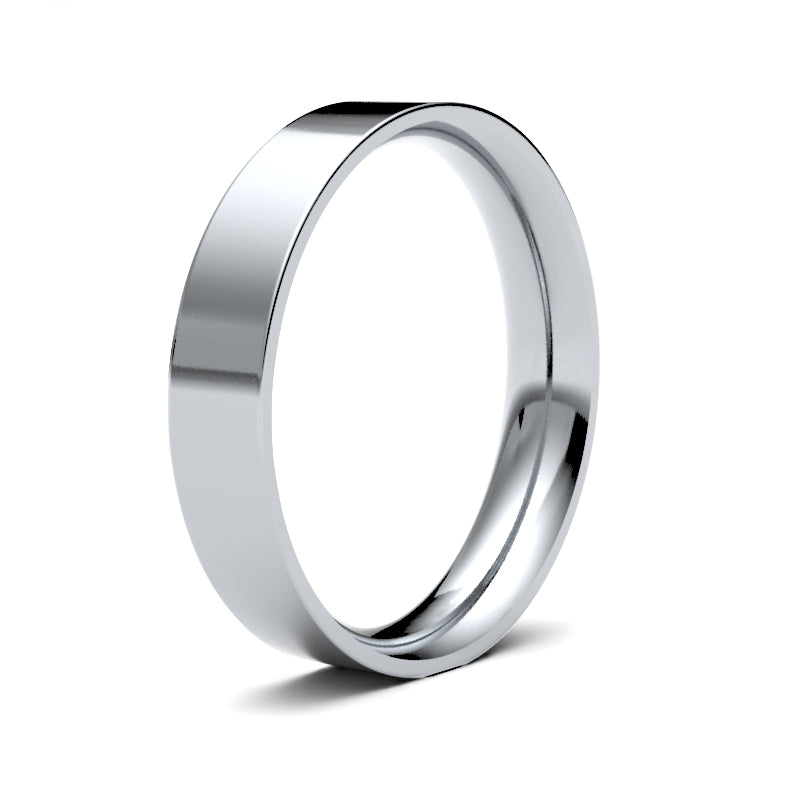 Gents Flat Court White Gold Band