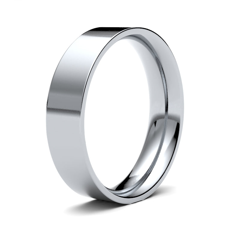 Gents Flat Court White Gold Band