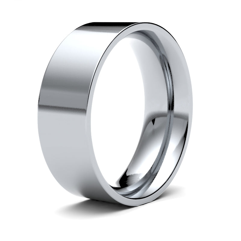 Gents Flat Court White Gold Band