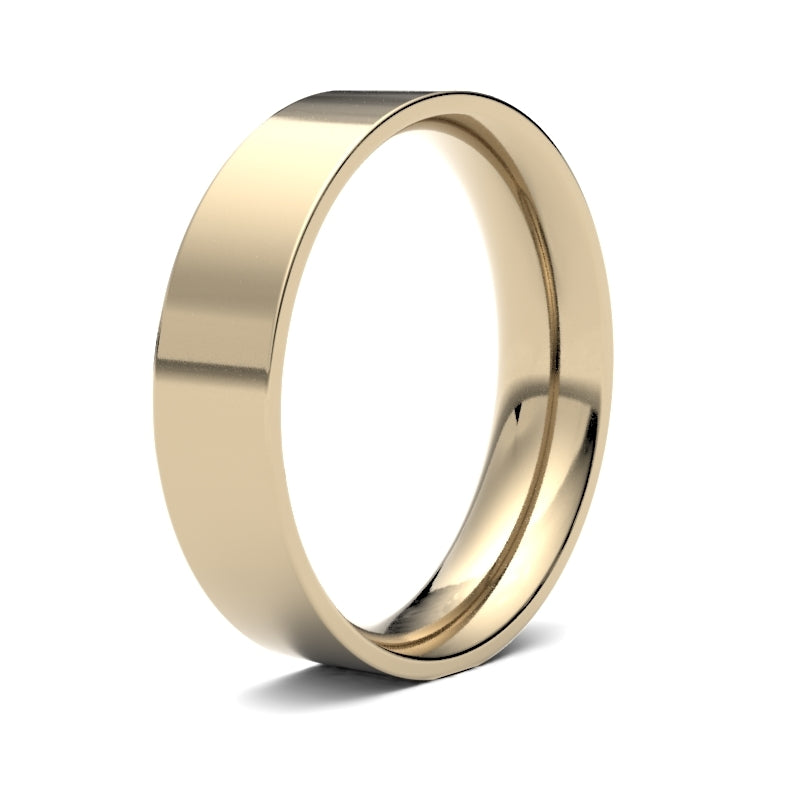 Gents Flat Court Yellow Gold Band