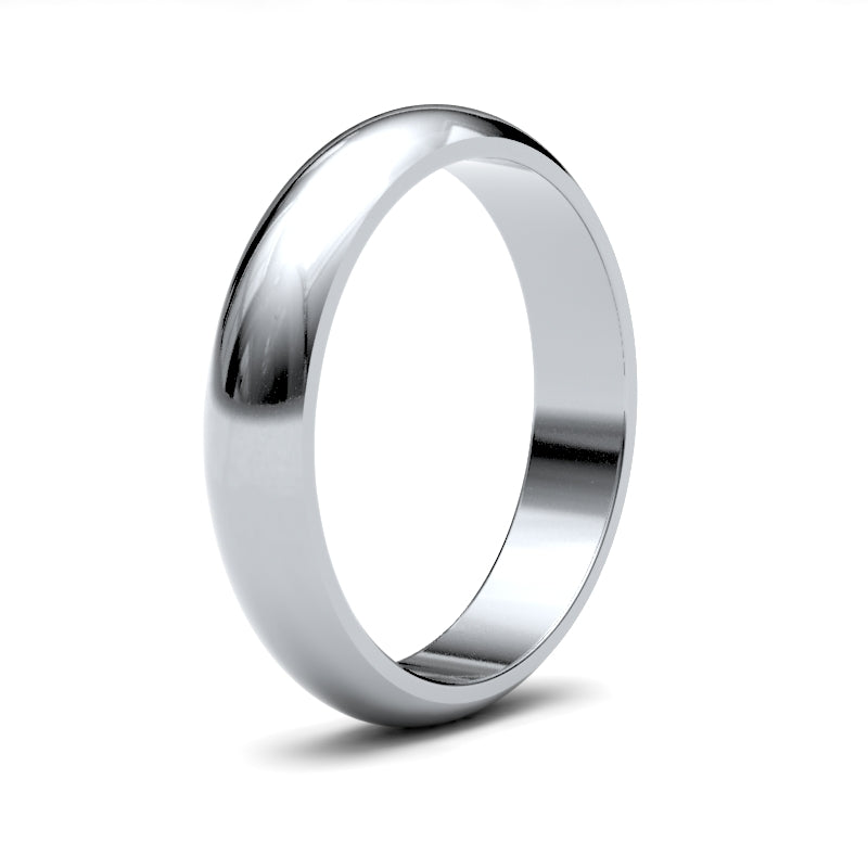 Gents D-Shape White Gold Band