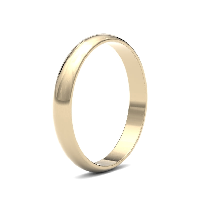Ladies D-Shape Yellow Gold Band
