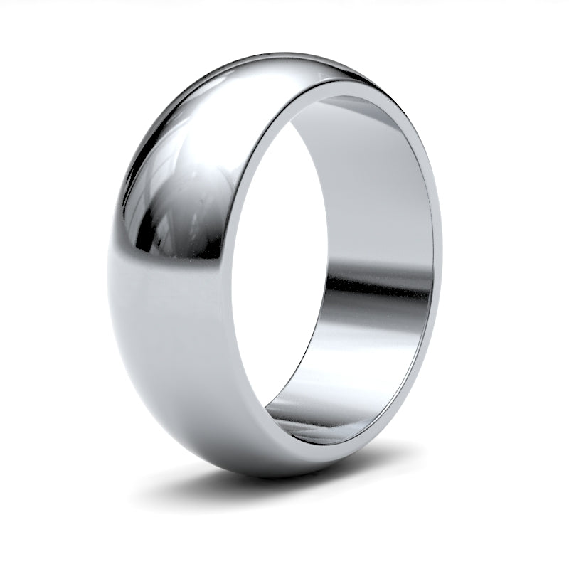 Gents D-Shape White Gold Band