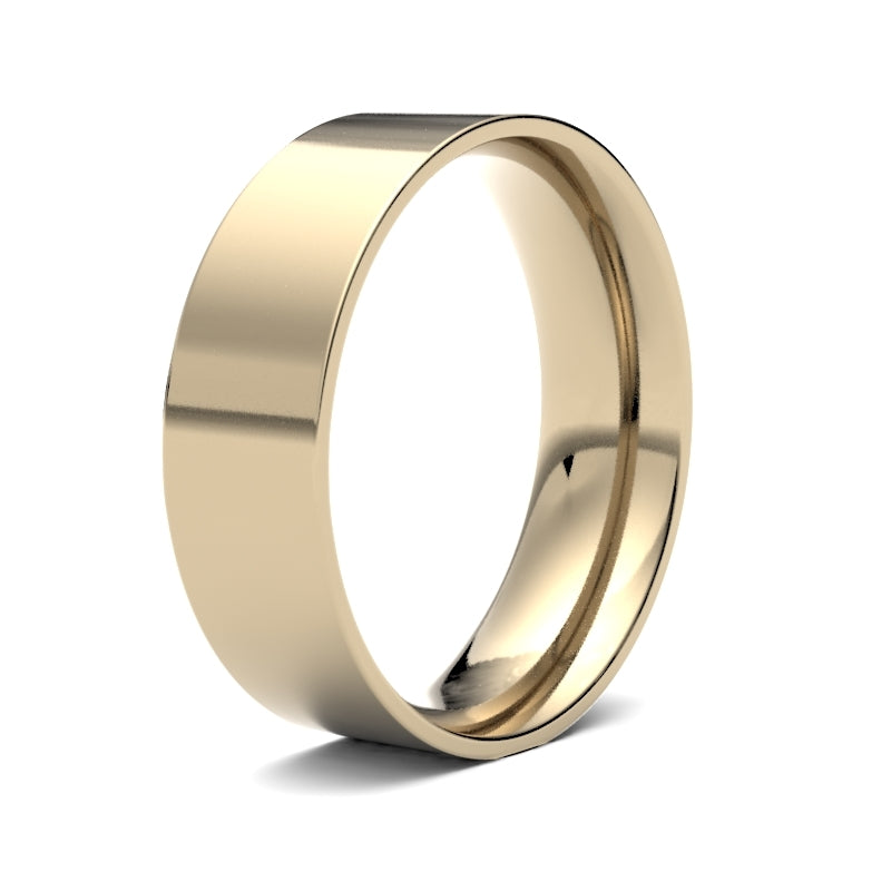 Gents Flat Court Yellow Gold Band