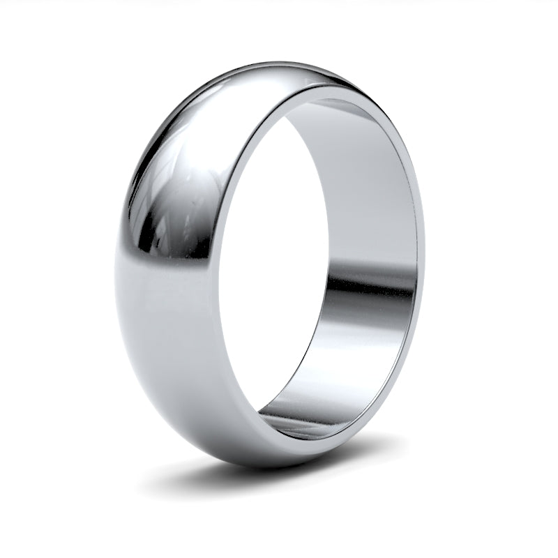 Gents D-Shape White Gold Band
