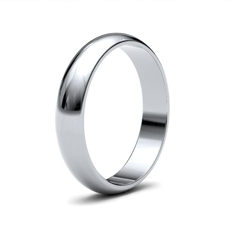 Gents D-Shape White Gold Band