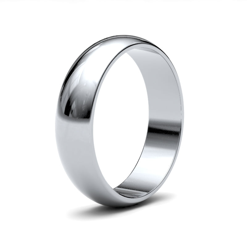 Gents D-Shape White Gold Band