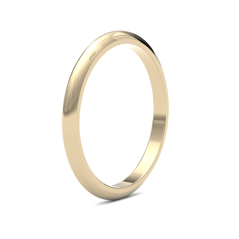 Ladies D-Shape Yellow Gold Band