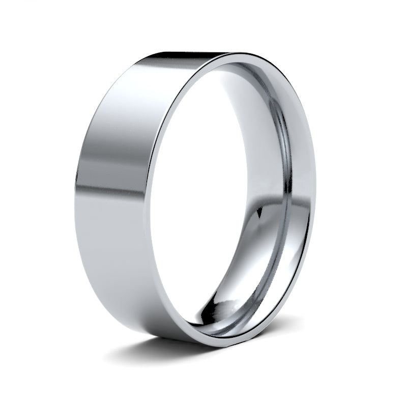 Gents Flat Court White Gold Band