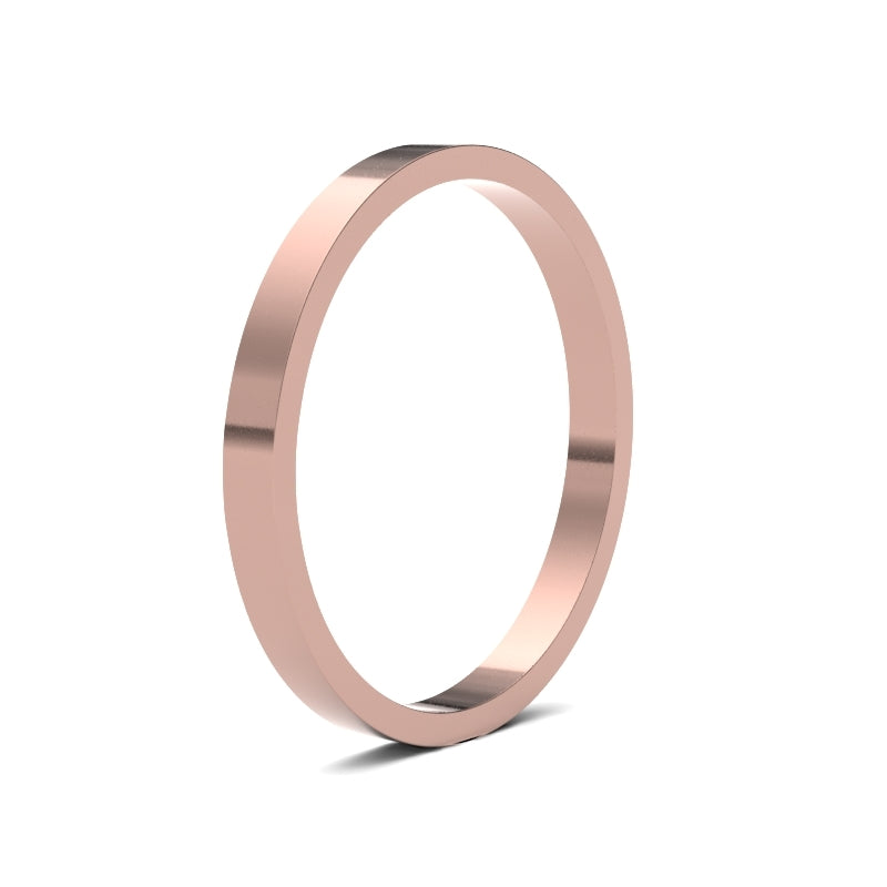 Ladies Flat Rose Gold Band