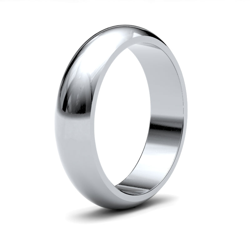 Gents D-Shape White Gold Band