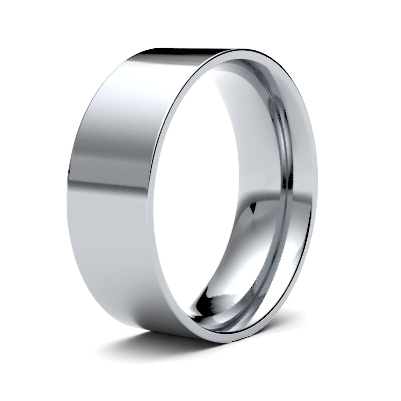 Gents Flat Court White Gold Band