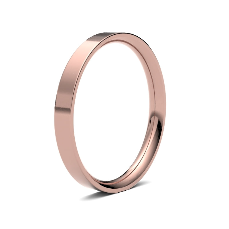 Ladies Flat Court Rose Gold Band