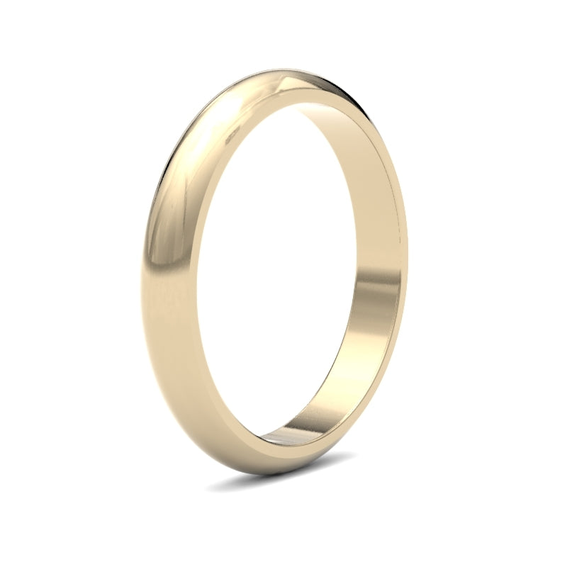 Ladies D-Shape Yellow Gold Band