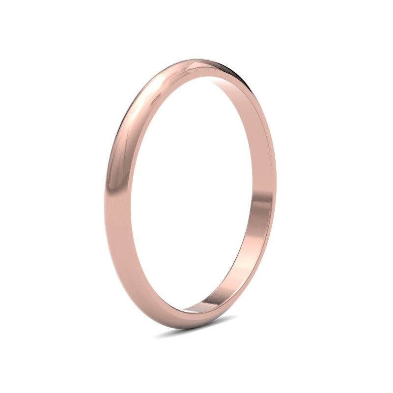 Ladies D-Shape Rose Gold Band