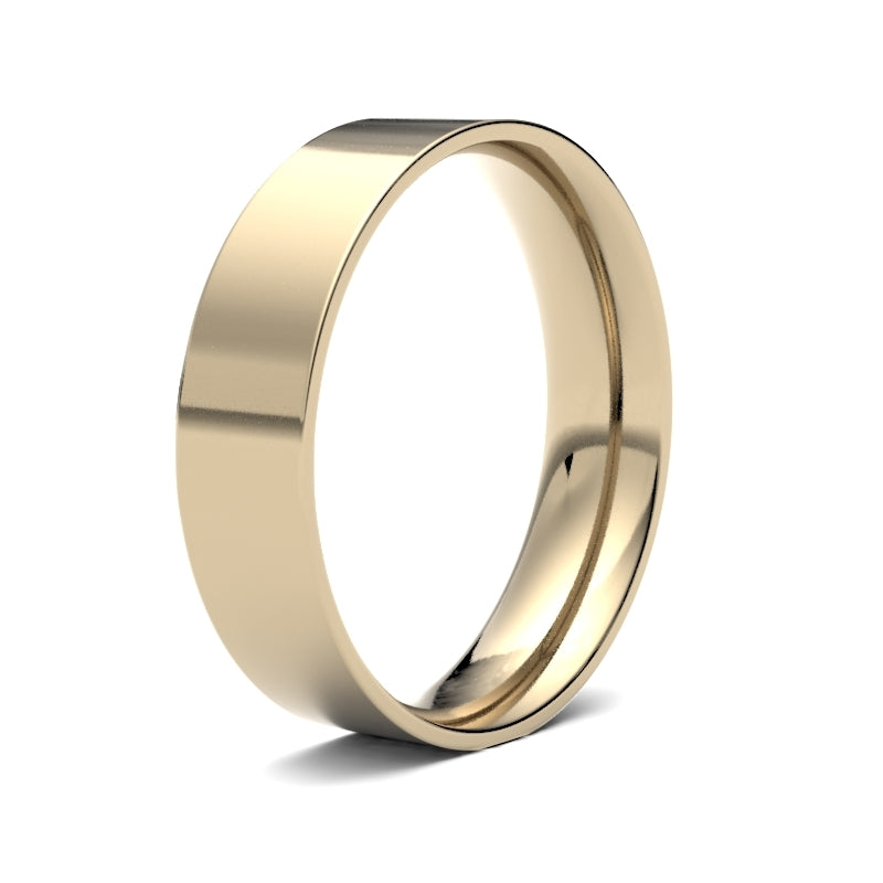 Gents Flat Court Yellow Gold Band