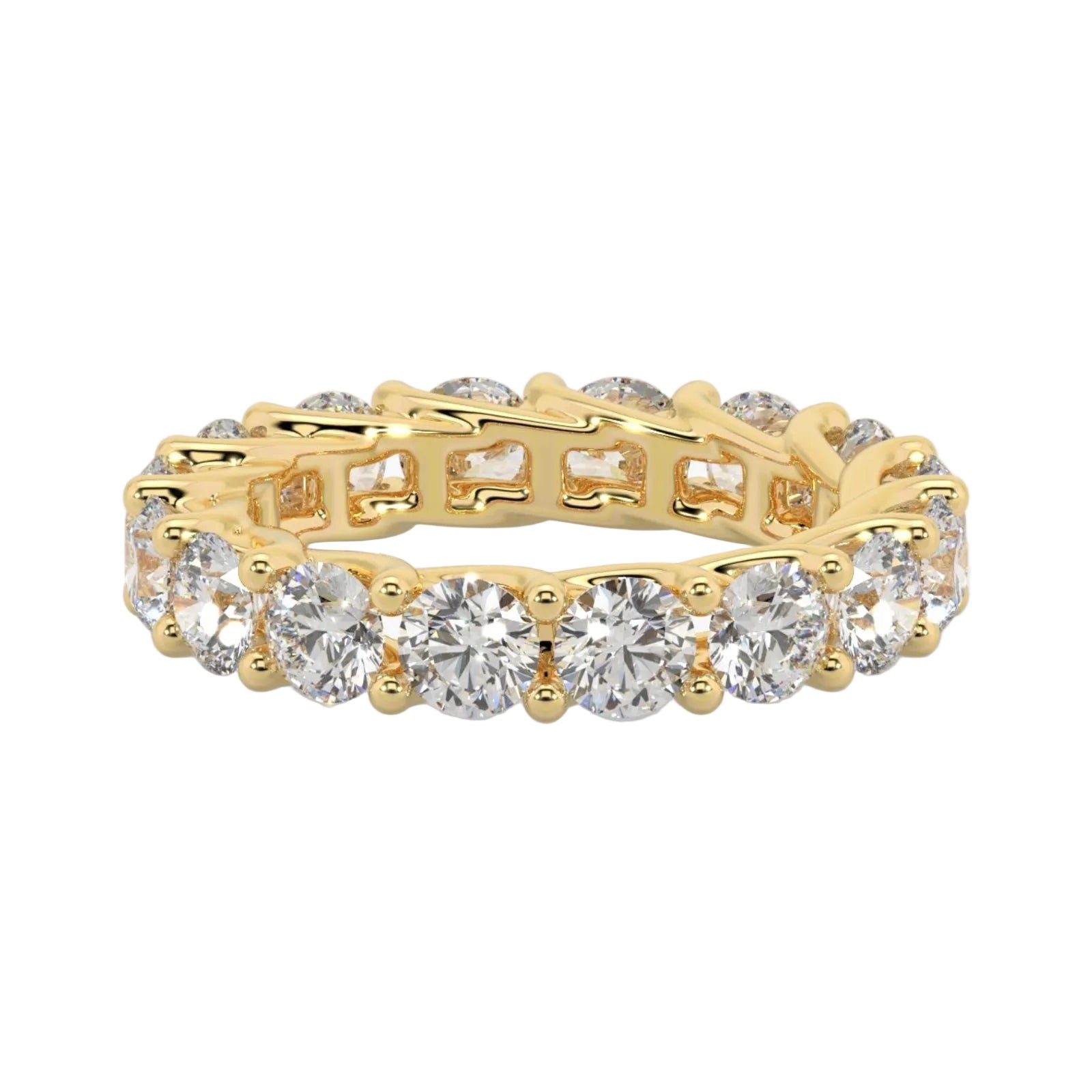 Round Diamond Ring, Shared Claw Trellis Eternity Ring | ET1238