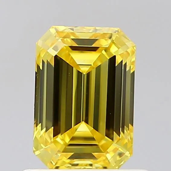1.00ct Emerald Cut Lab Grown Diamond | Fancy Vivid Yellow / VVS2