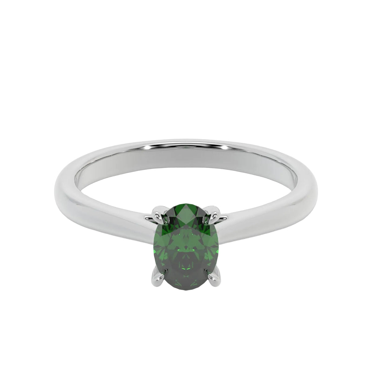 Oval Emerald Engagement Ring, Lotus Cathedral Solitaire | RX10001EM