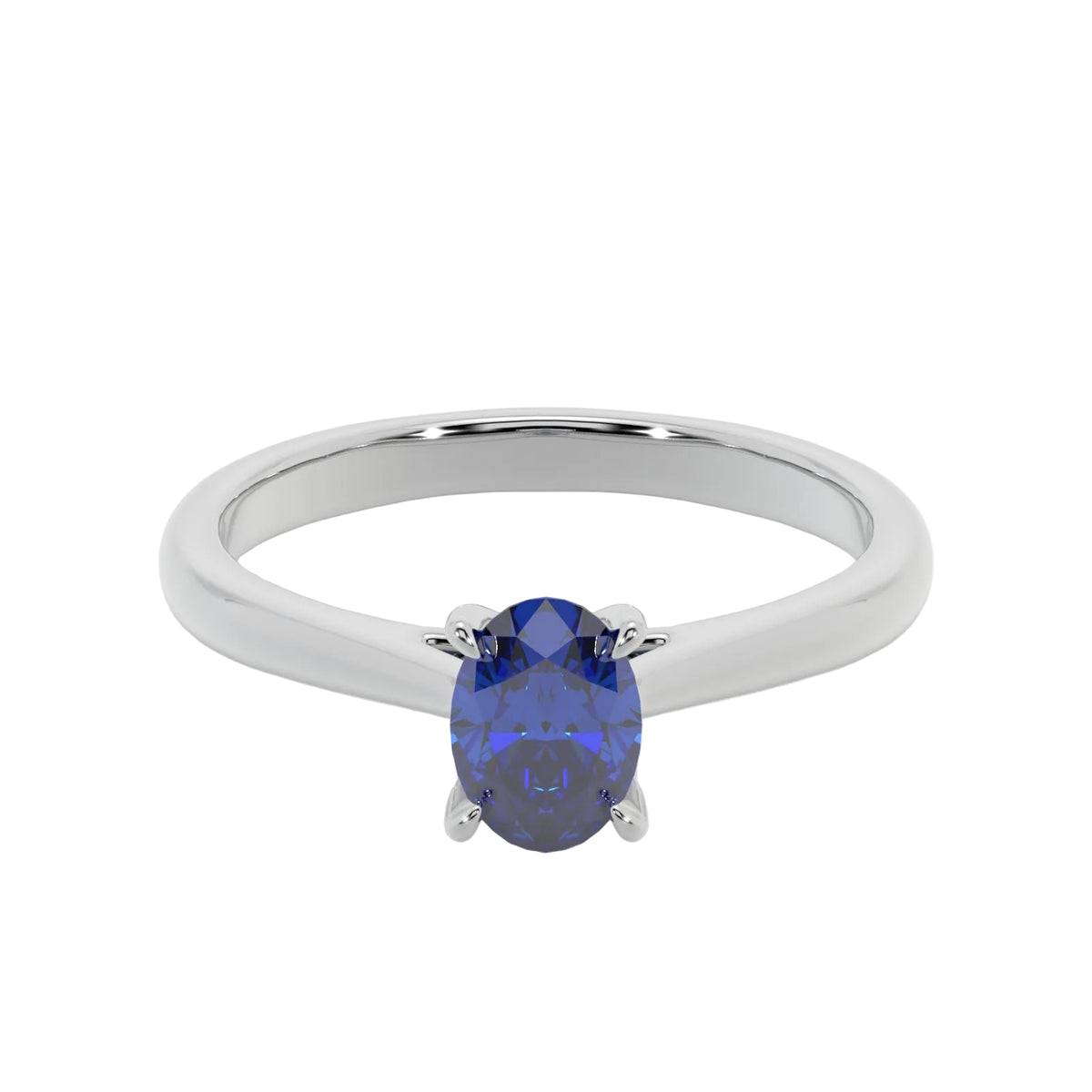 Oval Blue Sapphire Platinum Engagement Ring, Lotus Cathedral Solitaire | RX10001SA