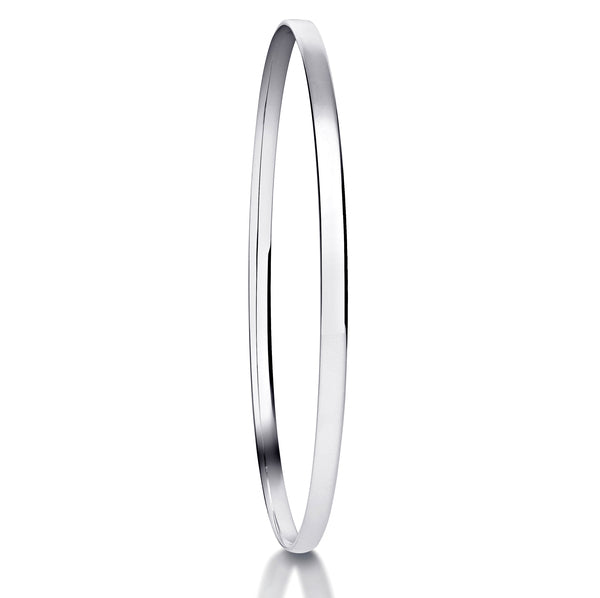 Soft Court White Gold Bangle | Plain Solid Stackable | BG1005