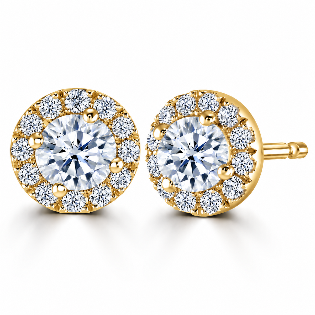 Round Diamond Halo Earrings | RE100H1
