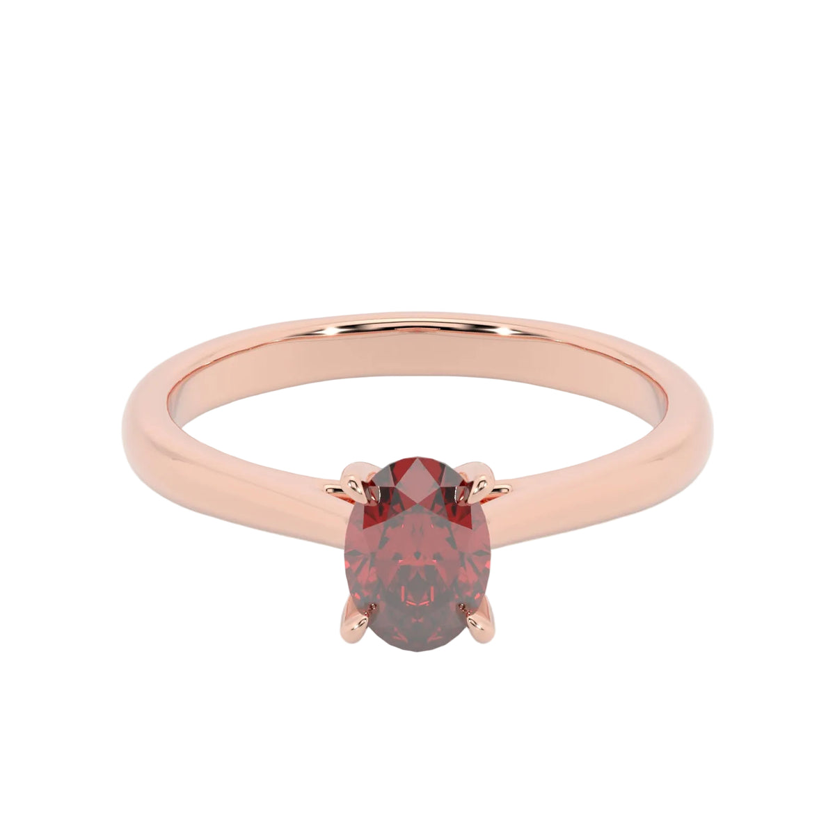Oval Ruby Rose Gold Engagement Ring, Lotus Cathedral Solitaire | RX10001RU