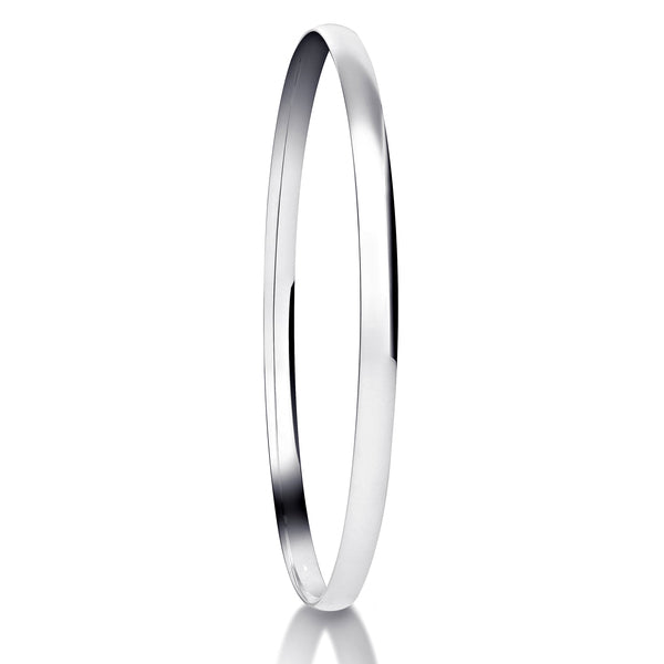 Traditional Court Argentium Silver Bangle | Plain Solid Stackable | BG1004