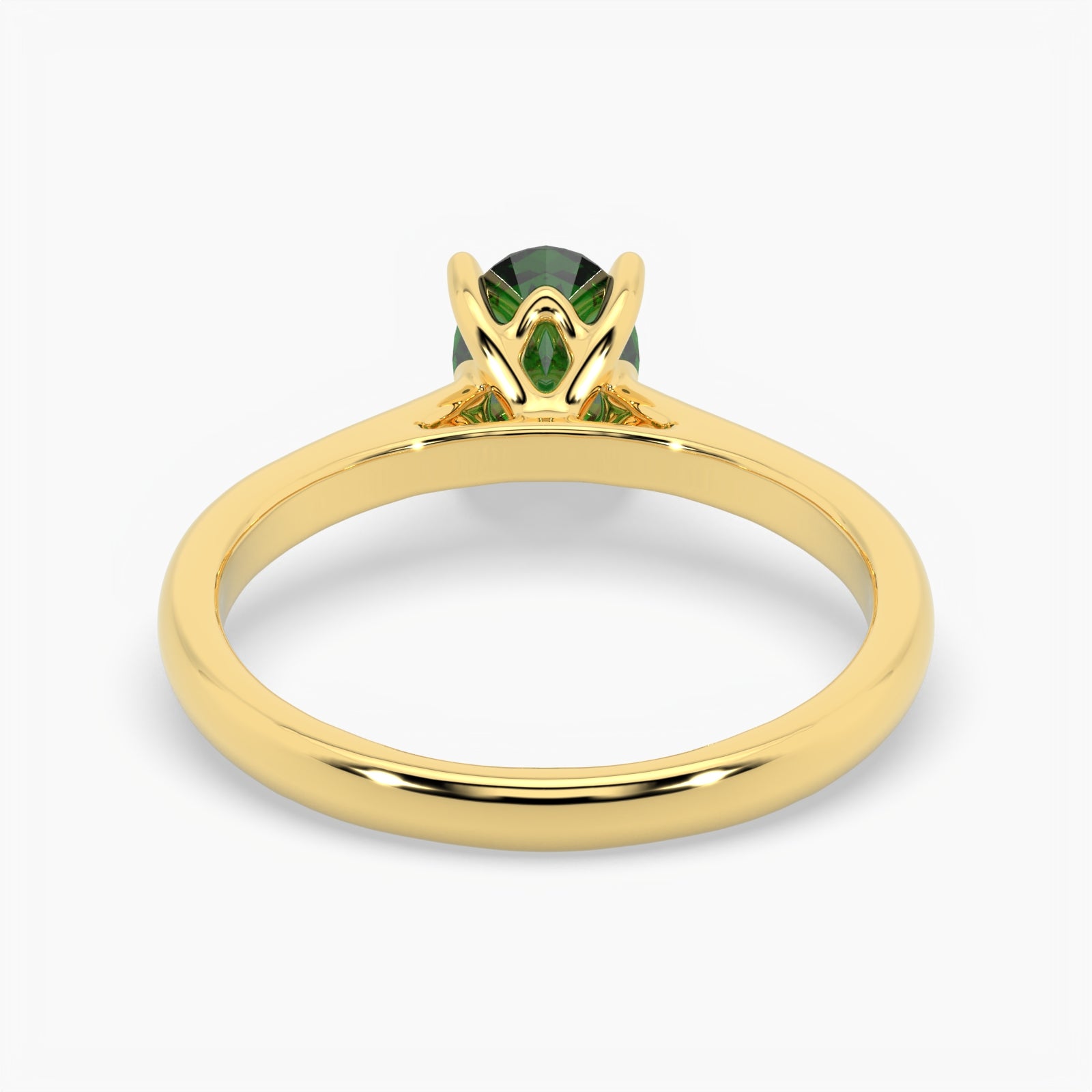 Oval Emerald Yellow Gold Engagement Ring, Lotus Cathedral Solitaire | RX10001EM