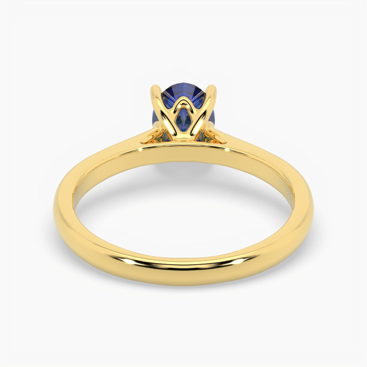 Oval Blue Sapphire Yellow Gold Engagement Ring, Lotus Cathedral Solitaire | RX10001SA