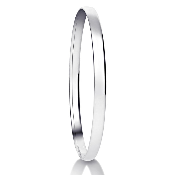 Soft Court White Gold Bangle | Plain Solid Stackable | BG1005