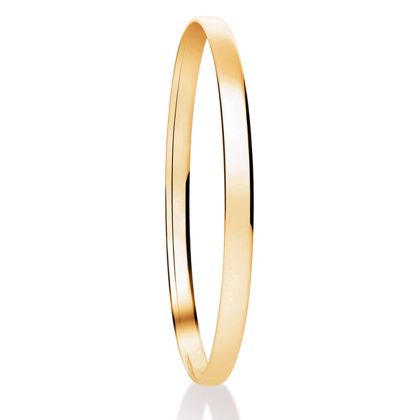 Soft Court Yellow Gold Bangle | Plain Solid Stackable | BG1005