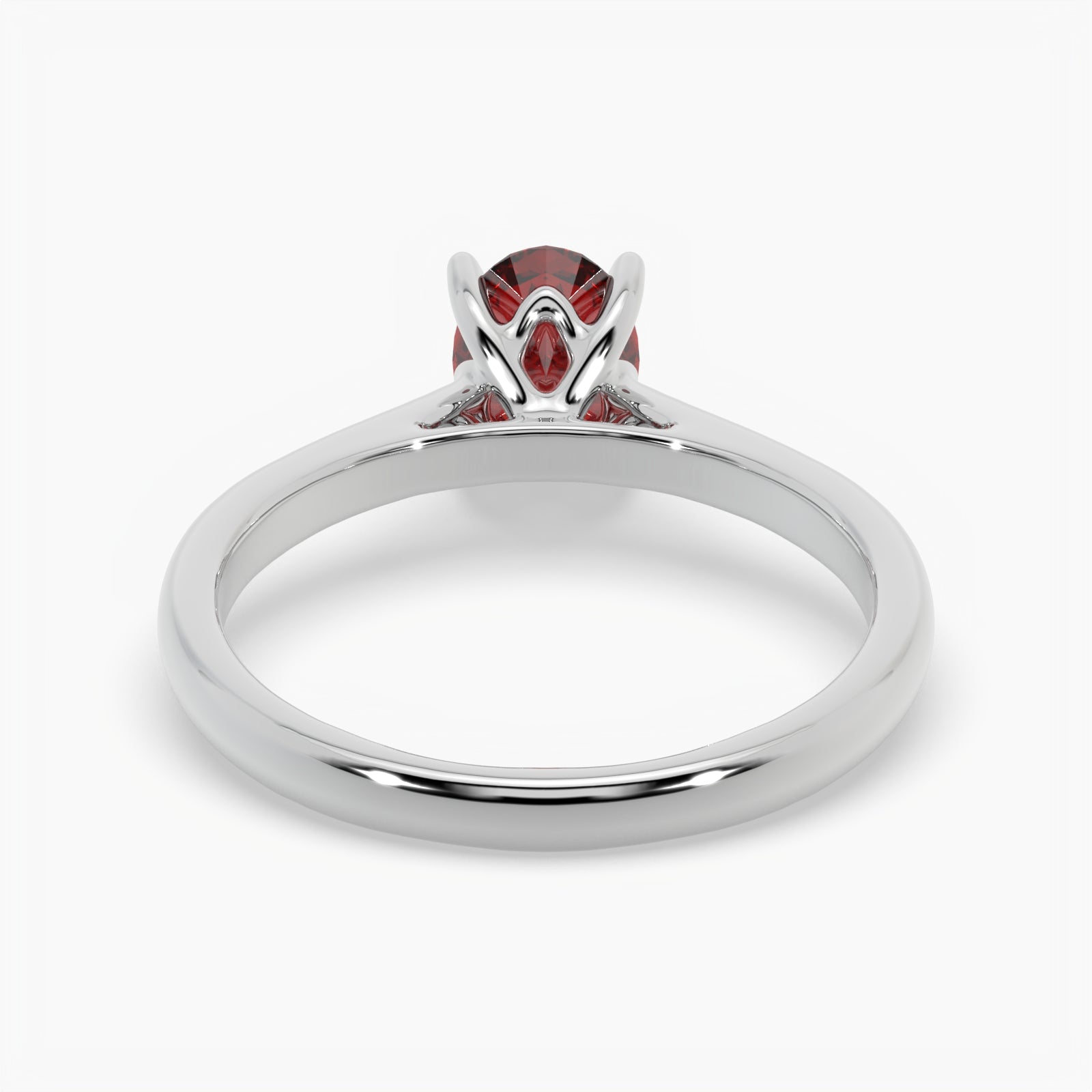 Oval Ruby Platinum Engagement Ring, Lotus Cathedral Solitaire | RX10001RU