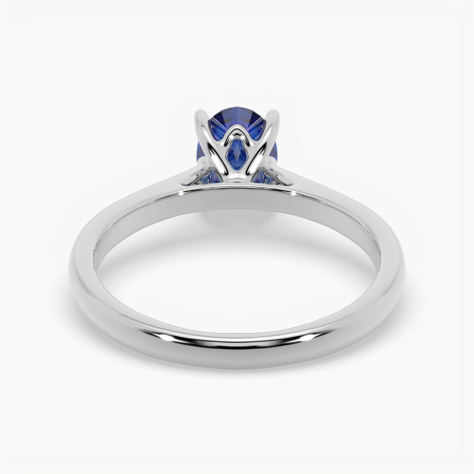 Oval Blue Sapphire Platinum Engagement Ring, Lotus Cathedral Solitaire | RX10001SA