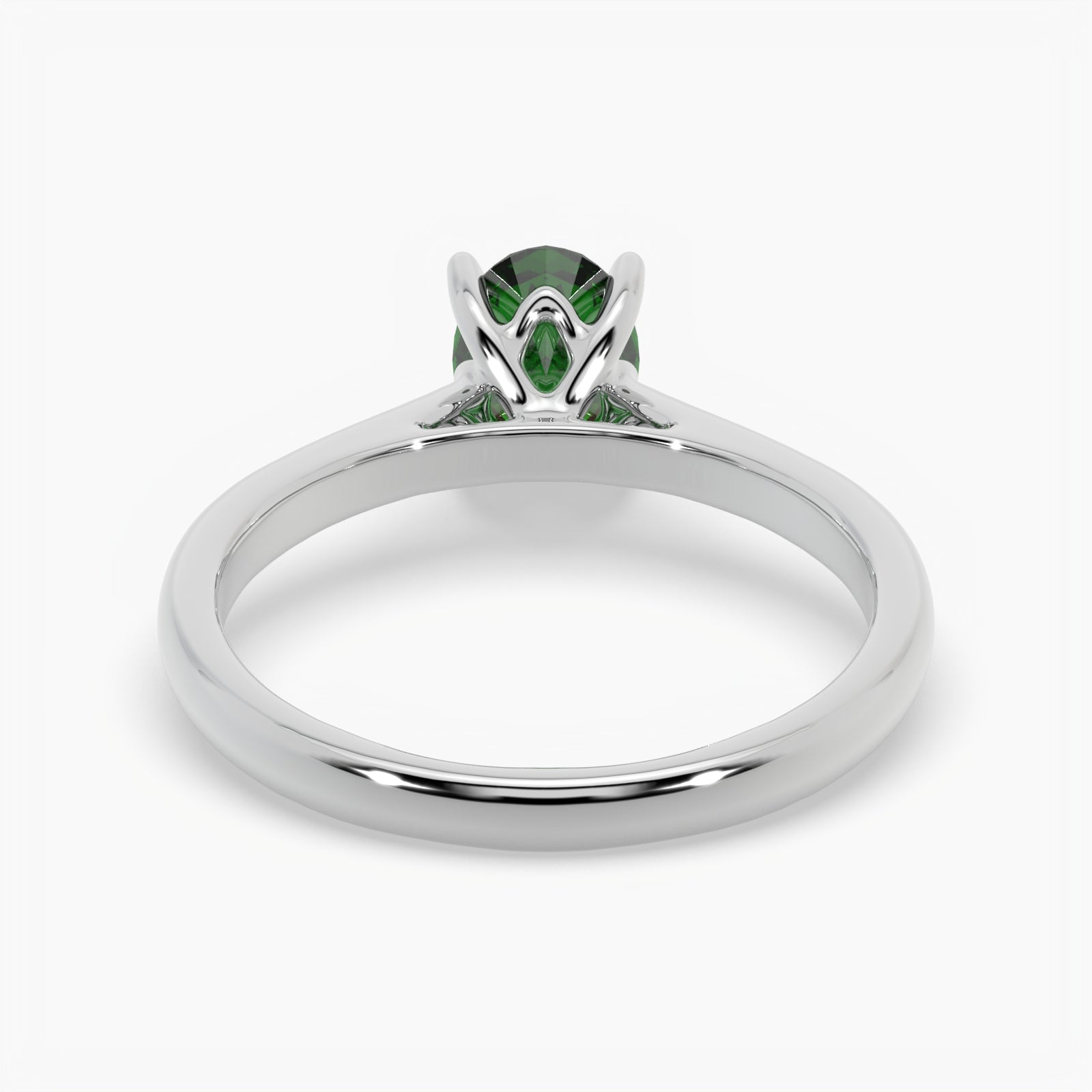 Oval Emerald Platinum Engagement Ring, Lotus Cathedral Solitaire | RX10001EM