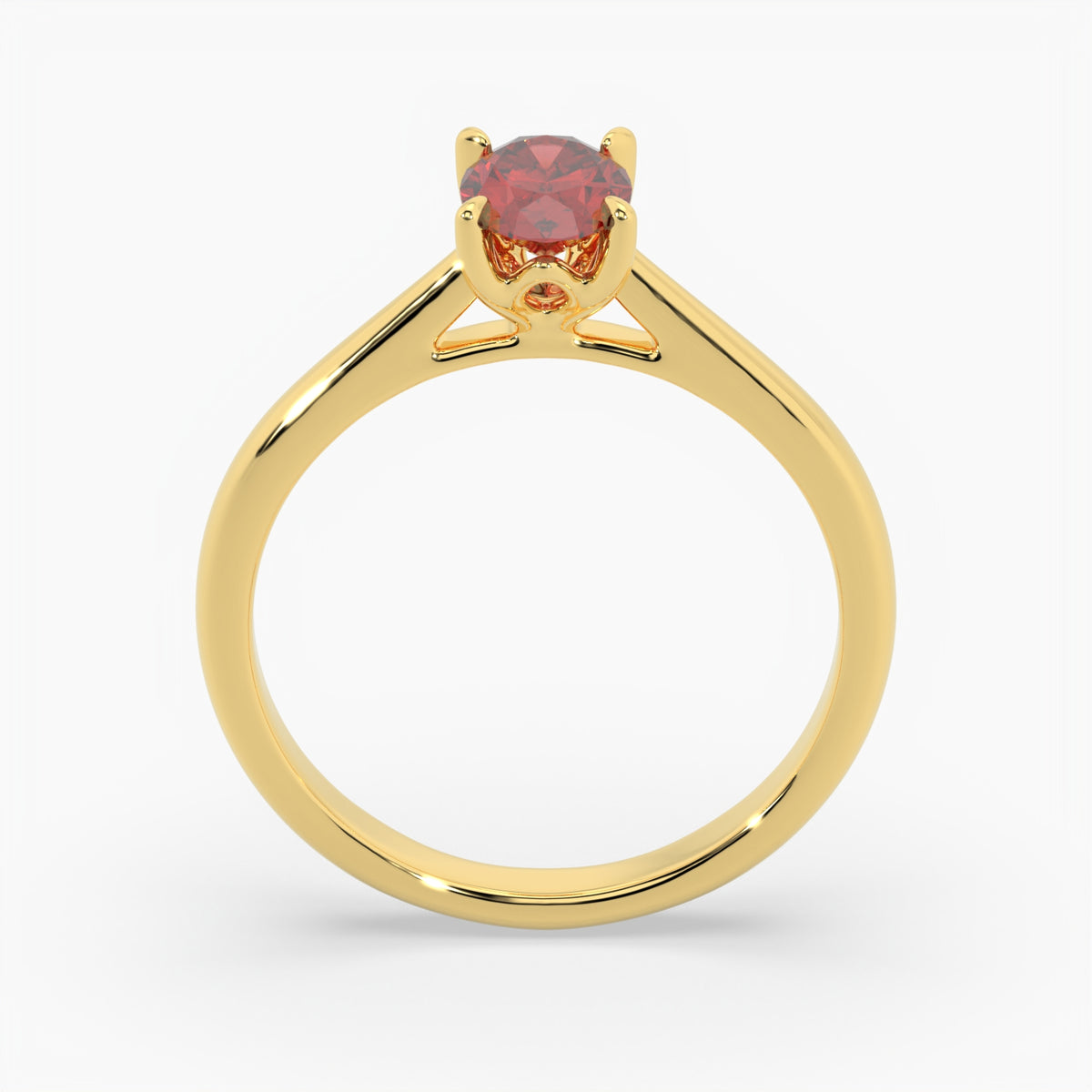 Oval Ruby Yellow Gold Engagement Ring, Lotus Cathedral Solitaire | RX10001RU