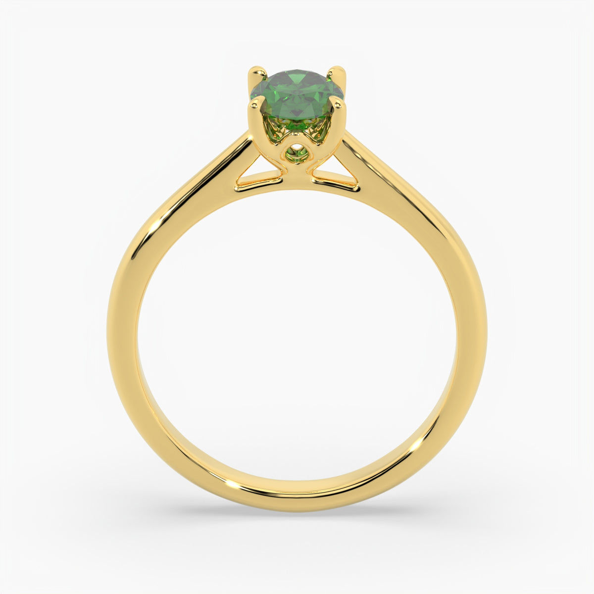 Oval Emerald Yellow Gold Engagement Ring, Lotus Cathedral Solitaire | RX10001EM
